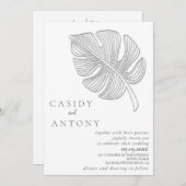 Invitation Doux feuille tropicale en relief simple (Devant / Derrière)