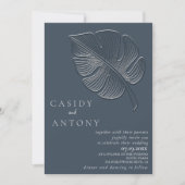Invitation Doux feuille tropicale en relief simple (Devant)