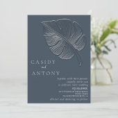 Invitation Doux feuille tropicale en relief simple (Debout devant)