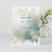 Invitation Doux Golden Dusty Blue Romance Mariage (Debout devant)