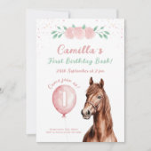 Invitation Doux Horse Floral 1er anniversaire (Devant)