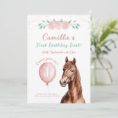 Invitation Doux Horse Floral 1er anniversaire (Debout devant)