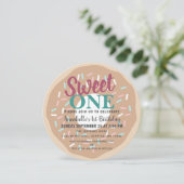 Invitation Doux mignonne Un Donut Enfants Premier anniversair (Debout devant)