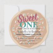 Invitation Doux mignonne Un Donut Enfants Premier anniversair (Devant)