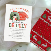 Invitation Doux moche fête de Noël Snowman Red Green