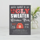 Invitation Doux moche Noël Fête Chalkboard Rouge (Debout devant)