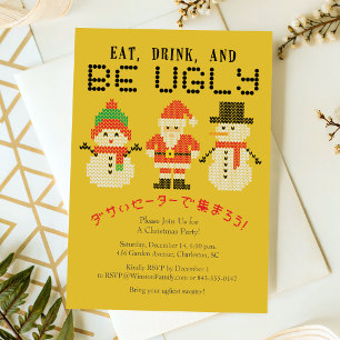 Invitation Doux moche Noël Père Noël Snowman Broderie