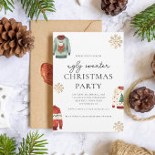 Invitation Doux moche Noël Soirée Gold Snowflake