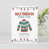 Invitation Doux moche Red Green Boho Fête de Noël (Debout devant)