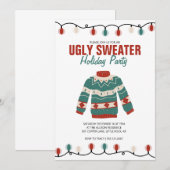 Invitation Doux moche Red Green Boho Fête de Noël (Devant / Derrière)