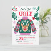 Invitation Doux moche Reindeer de Noël et Holly (Debout devant)