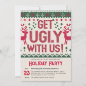 Invitation Doux moche Vintage rétro Rouge Noël fête (Devant)