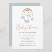 Invitation Doux nuage Dusty Baby shower mobile bleu (Devant / Derrière)