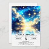 Invitation Doux nuages Céleste Anniversaire numérique (Devant / Derrière)