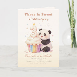 Invitation Doux Panda Pastel Bébé 3e Anniversaire