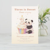 Invitation Doux Panda Pastel Bébé 3ème Anniversaire (Debout devant)