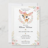 Invitation Doux Petit Faon avec un Nœud Rose (Devant)