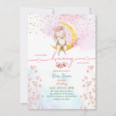 Invitation Doux petit lapin bébé fille douche (Devant)