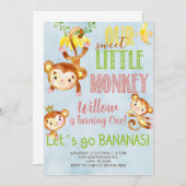 Invitation Doux petit singe n'importe quel âge fille invitati (Devant / Derrière)