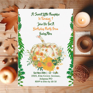 Invitation Doux Petite verdure Citrouille Automne Couleurs An