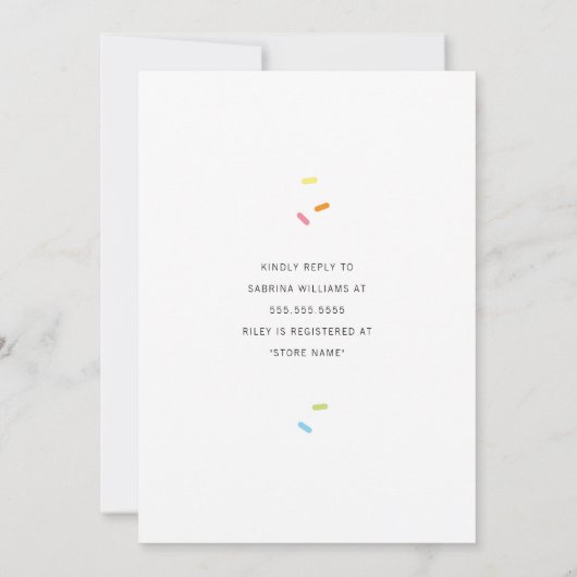 Invitation doux pour bébé saupoudré (Dos)