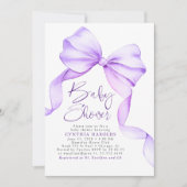 Invitation Doux pourpre Bow mignon Baby shower élégant (Devant)