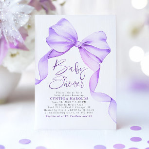 Invitation Doux pourpre Bow mignon Baby shower élégant