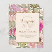 Invitation Doux rose pourpre Floral Surprise 75e anniversaire (Devant / Derrière)
