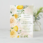 Invitation Doux Roses et Fête des mariées citrons jaunes (Debout devant)