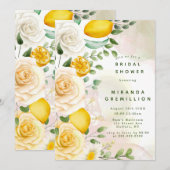 Invitation Doux Roses et Fête des mariées citrons jaunes (Devant / Derrière)