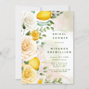 Invitation Doux Roses et Fête des mariées citrons jaunes