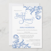 Invitation Doux Royal Blue Aquarelle Fête des mariées fleurie (Devant)