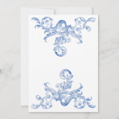 Invitation Doux Royal Blue Aquarelle Fête des mariées fleurie (Dos)