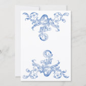 Invitation Doux Royal Blue Aquarelle Fête des mariées fleurie (Dos)