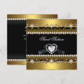 Invitation Doux Seize 16 Or Perle Noire Diamant (Devant / Derrière)