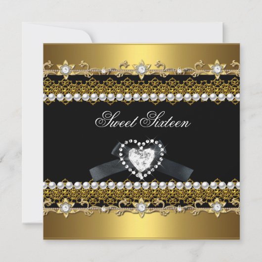 Invitation Doux Seize 16 Or Perle Noire Diamant (Devant)