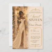 Invitation Doux Seize Ans Glamour Doré (Devant)