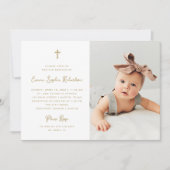 Invitation Doux simple | Faux Gold avec Baptême photo (Devant)