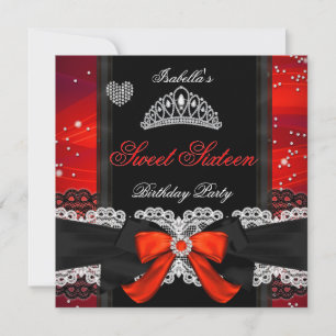 Invitation Doux Sweet sixteen 16 Parties scintillant Rouge Bo