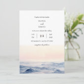 Invitation Doux vagues d'océan rose à Dawn Beach Wedding (Debout devant)