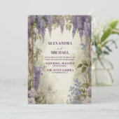 Invitation Doux violet bleu poussiéreux mariage rose pâle (Debout devant)