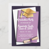 Invitation doux violet élégant Graduation (Devant)