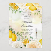 Invitation Doux Yellow Roses Lemons Brunch et Bubbly (Devant / Derrière)