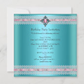 Invitation Douze Ans 16 Blanc Bleu Cyan Rose (Dos)