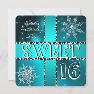 Invitation Douze ans bien sucrés 16e Anniversaire Bleu-vert H