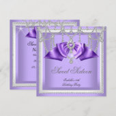 Invitation Douze ans c'est mignon Seize Diamant Blanc Violet  (Devant / Derrière)
