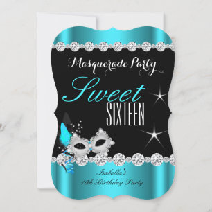 Invitation Douze ans, c'est super Mascarade Seize Ans Masque 