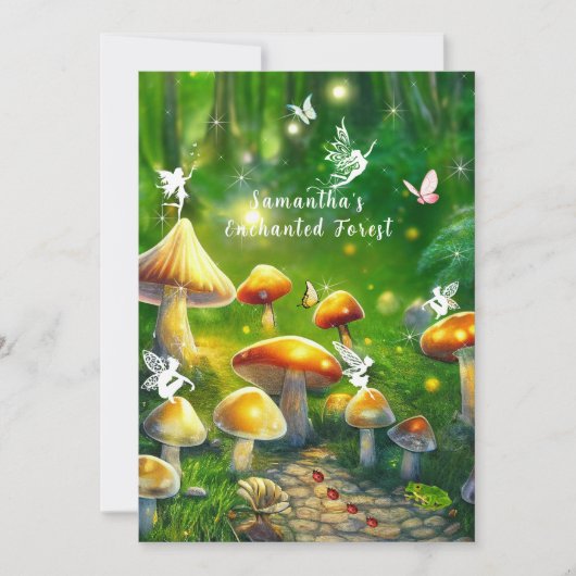 Invitation Douze ans charmants Champignons de la Forêt Enchan (Devant)