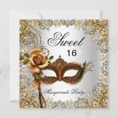 Invitation Douze ans charmants Masquerade Or 2 (Devant)
