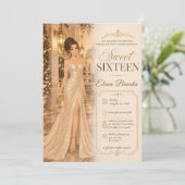Invitation Douze ans de douceur Or Glamour (Debout devant)